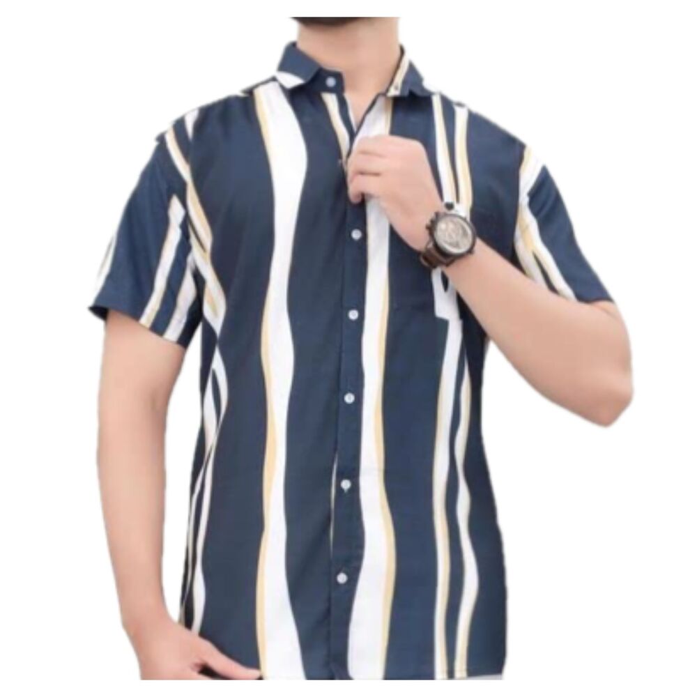 NEW Men's Wavy Striped Button Down Shirt